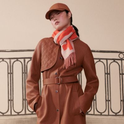 HERMES エルメス カシミヤマフラー 赤茶ダークブラウンレッド レッド - レディス, スカーフ、ショール＆マフラー, カシミア